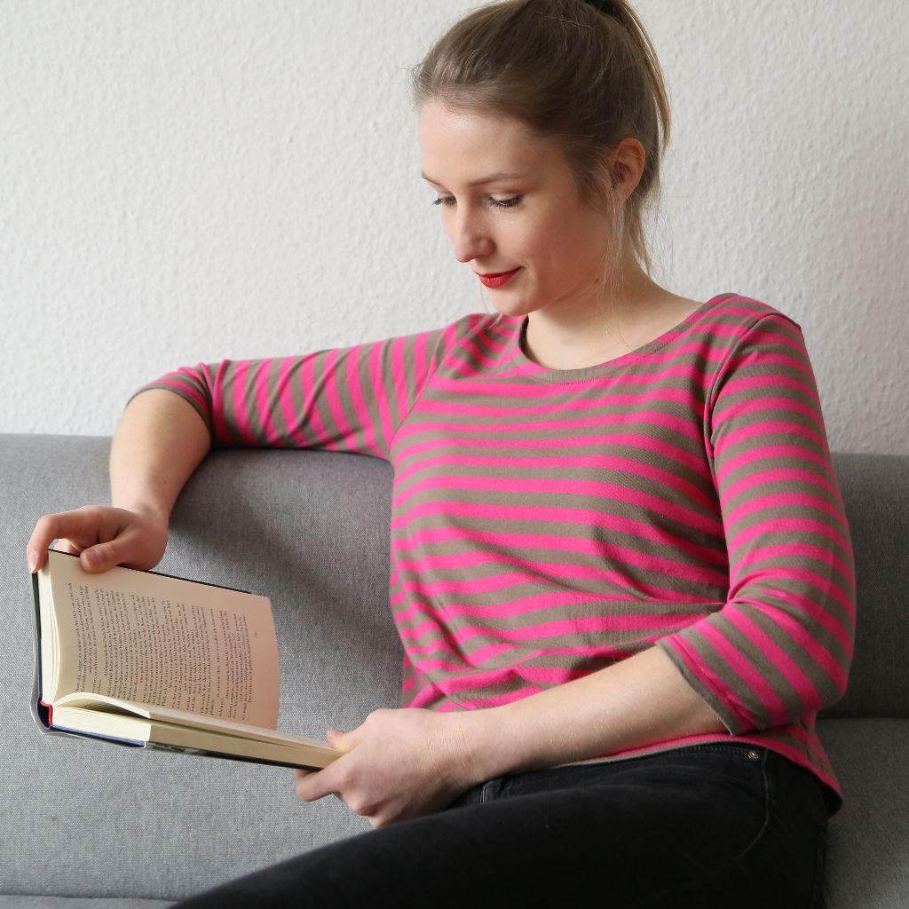 Papierschnittmuster Shirt mit Biese Frau Jella XS-XXL